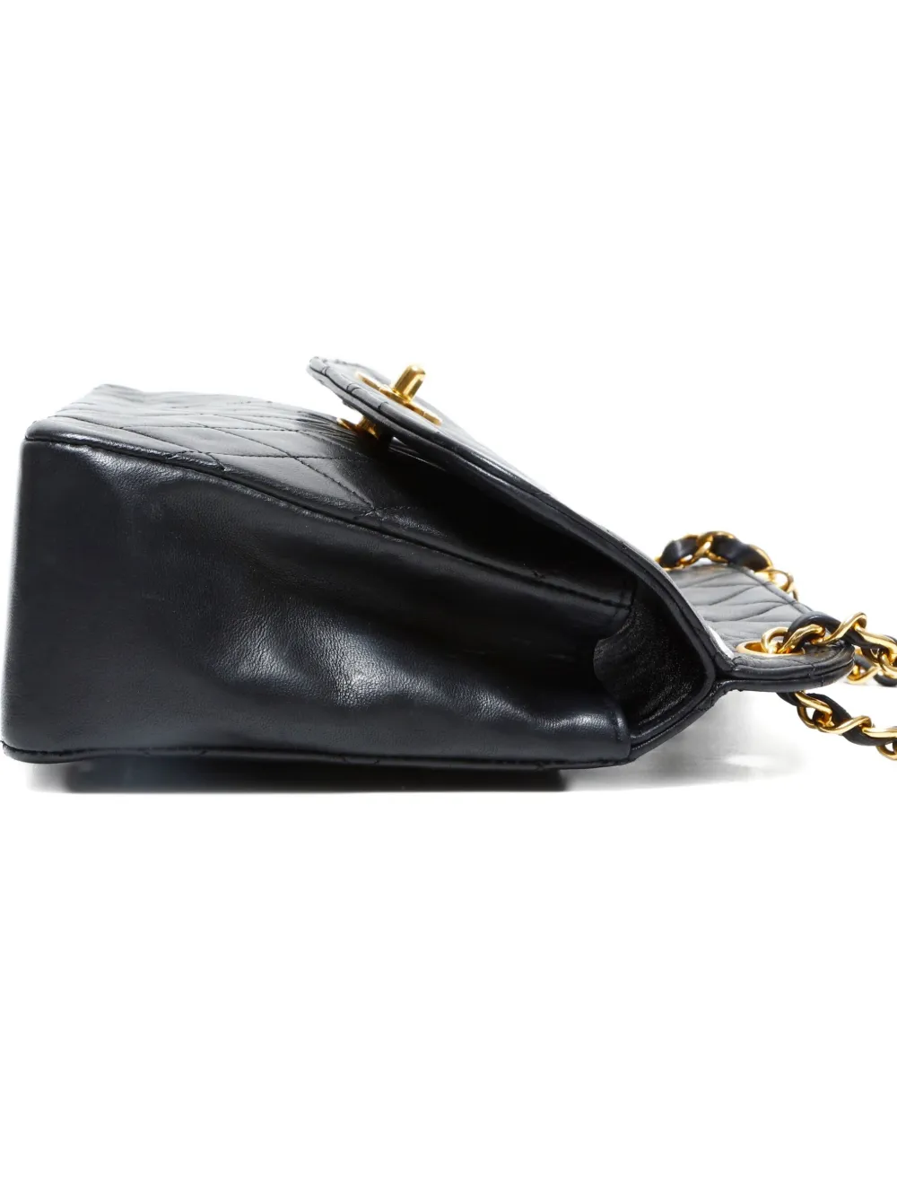 Pre-owned Chanel 1989-1991 Classic Flap Quilted Chain Shoulder Bag In Black