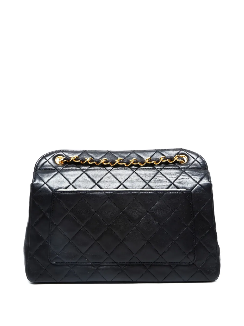 Pre-owned Chanel 1989-1991 Classic Flap Quilted Chain Shoulder Bag In Black