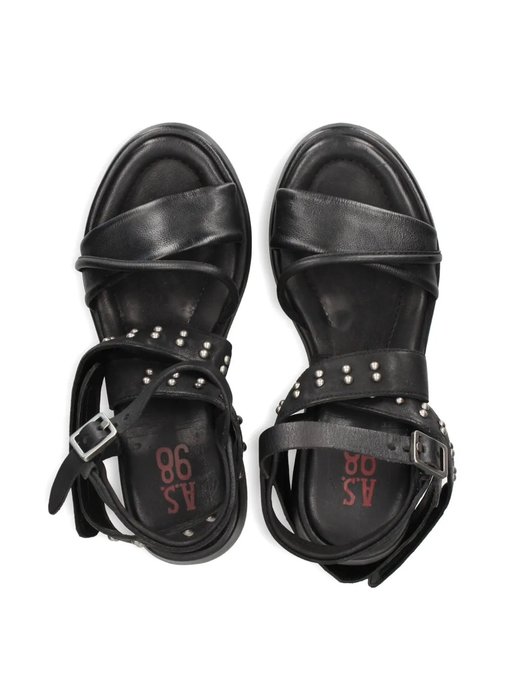 A.S.98 Shiloh sandalen met gesp met studs Zwart