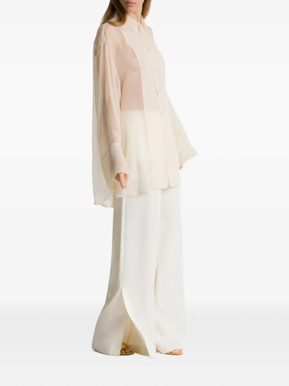  Alberta Ferretti Camisa Translúcida Con Bolsillo - Neutro 