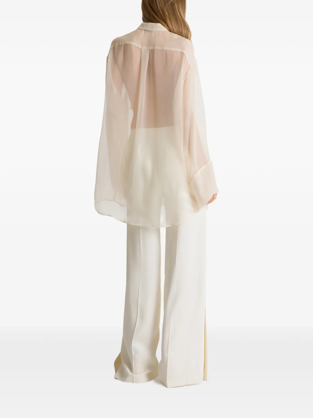  Alberta Ferretti Camisa Translúcida Con Bolsillo - Neutro 