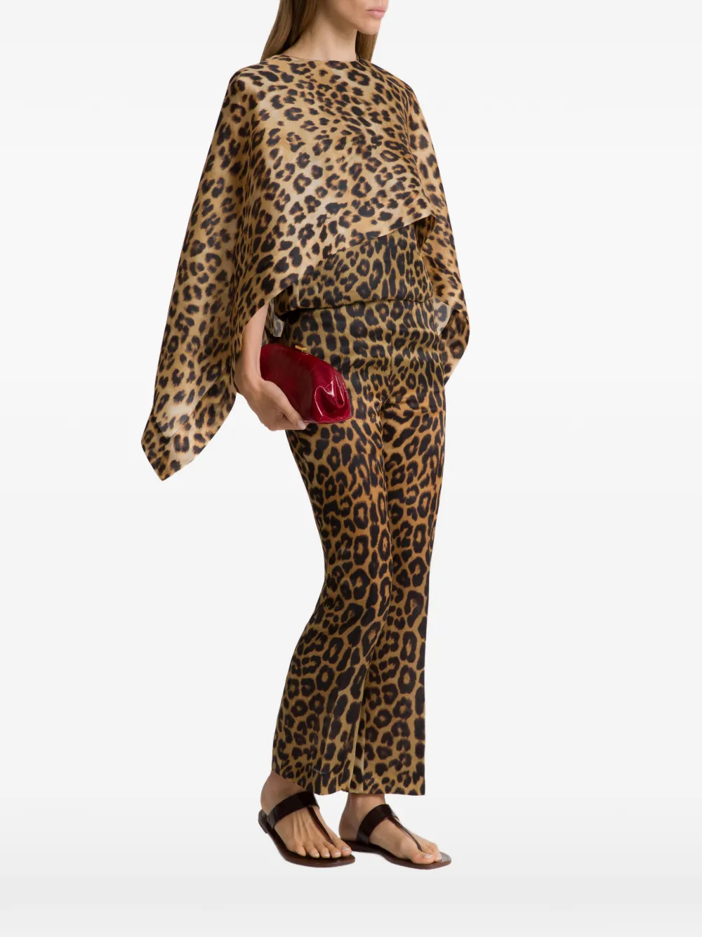 Alberta Ferretti Gelaagde top met luipaardprint Bruin
