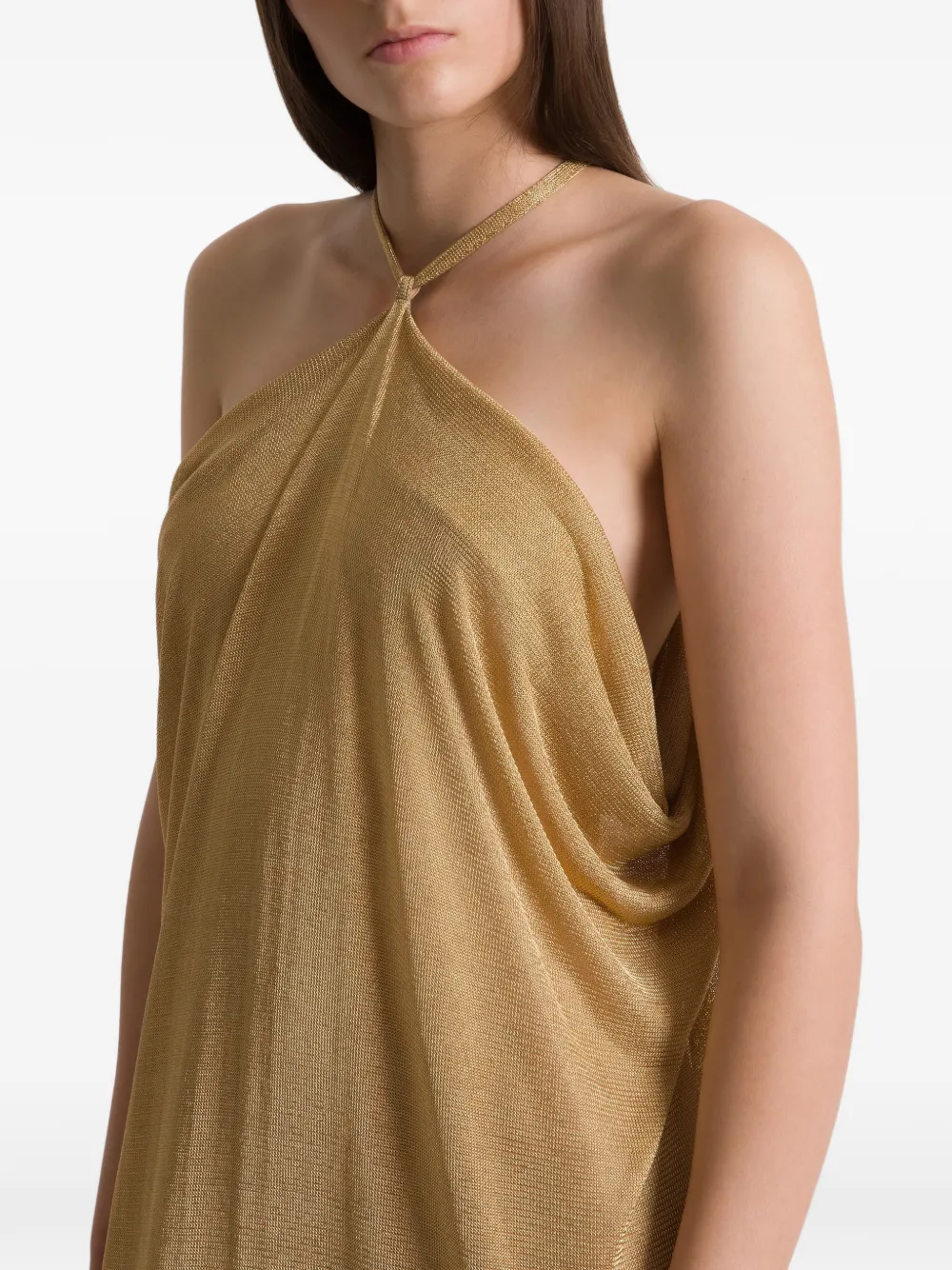 Alberta Ferretti Gedrapeerde halterjurk Goud
