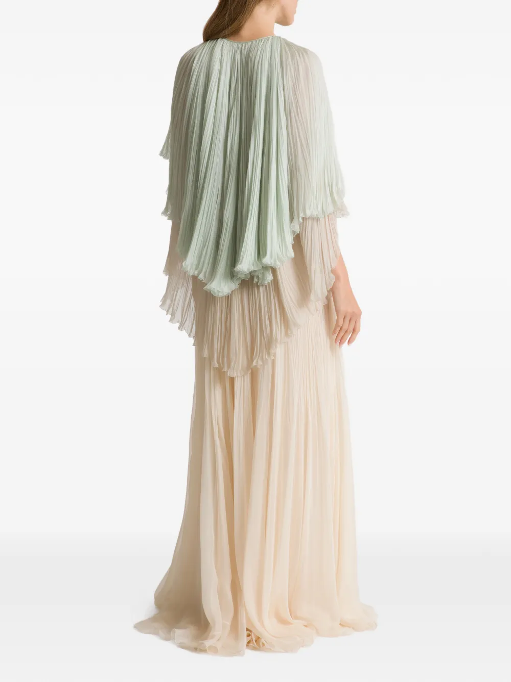 Alberta Ferretti Geplooide maxi-jurk met ruches Beige