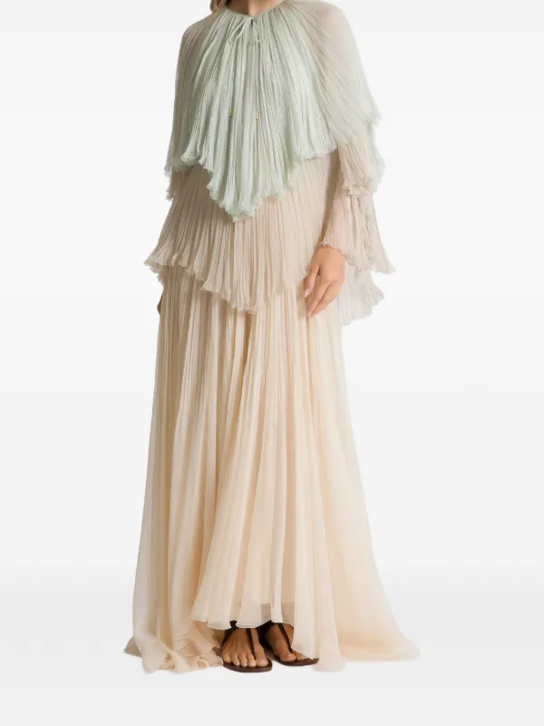 alberta maxi dress Alberta Ferretti Pleated Ruffled Maxi Dress