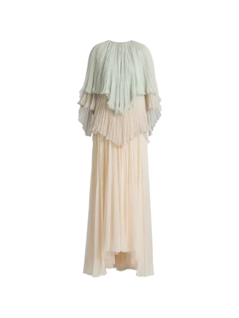 Alberta Ferretti pleated ruffled maxi dress