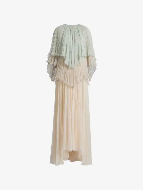 Alberta Ferretti pleated ruffled maxi dress