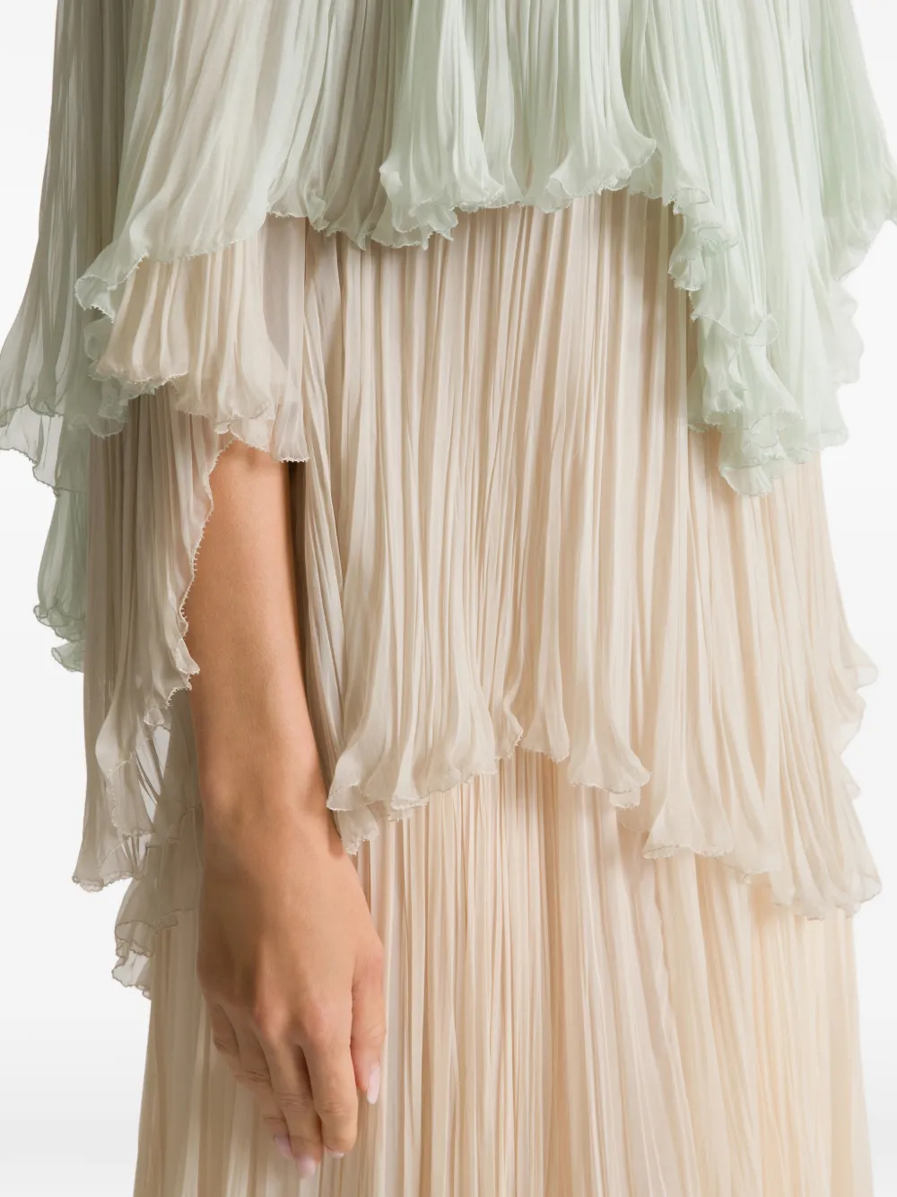 Alberta Ferretti Geplooide maxi-jurk met ruches Beige