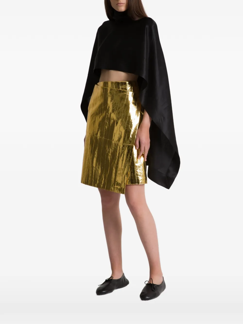  Alberta Ferretti Mock-neck Cape - Black 