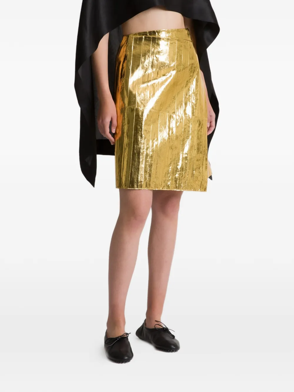 Alberta Ferretti Metallic rok met split Goud