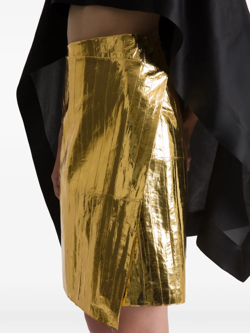 Alberta Ferretti Metallic rok met split Goud