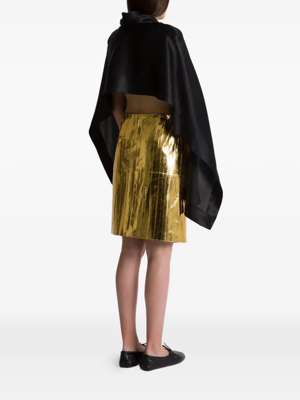 Alberta Ferretti Metallic rok met split Goud