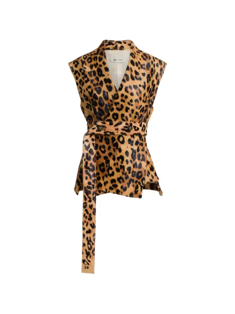 Alberta Ferretti leopard print belted gilet jacket
