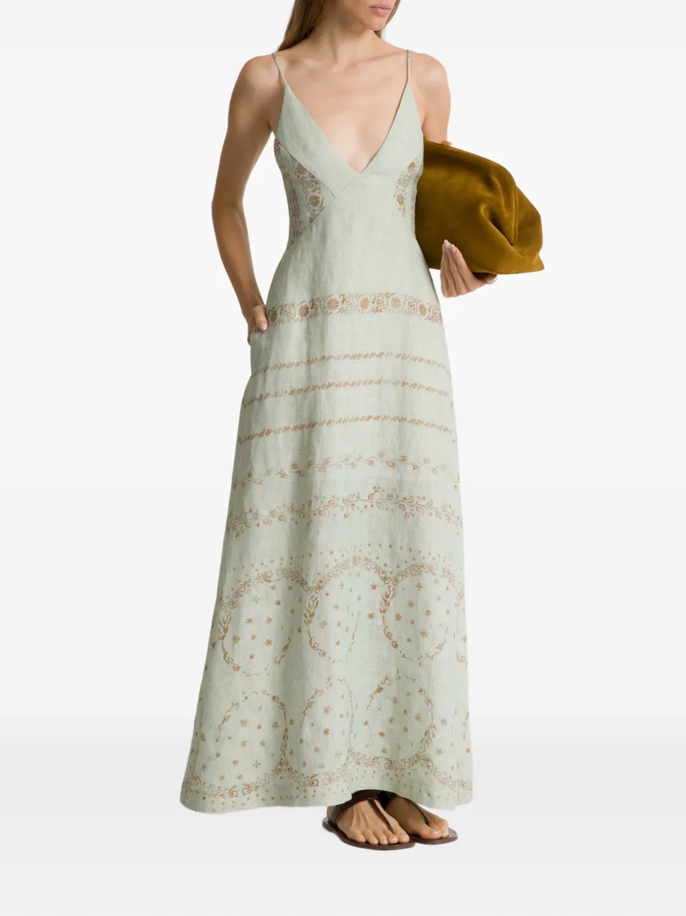 Alberta Ferretti Maxi-jurk met bloemenprint Groen