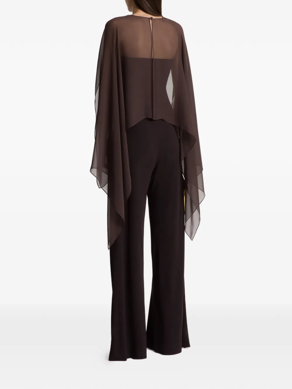 Alberta Ferretti Top met doorzichtige cape Bruin