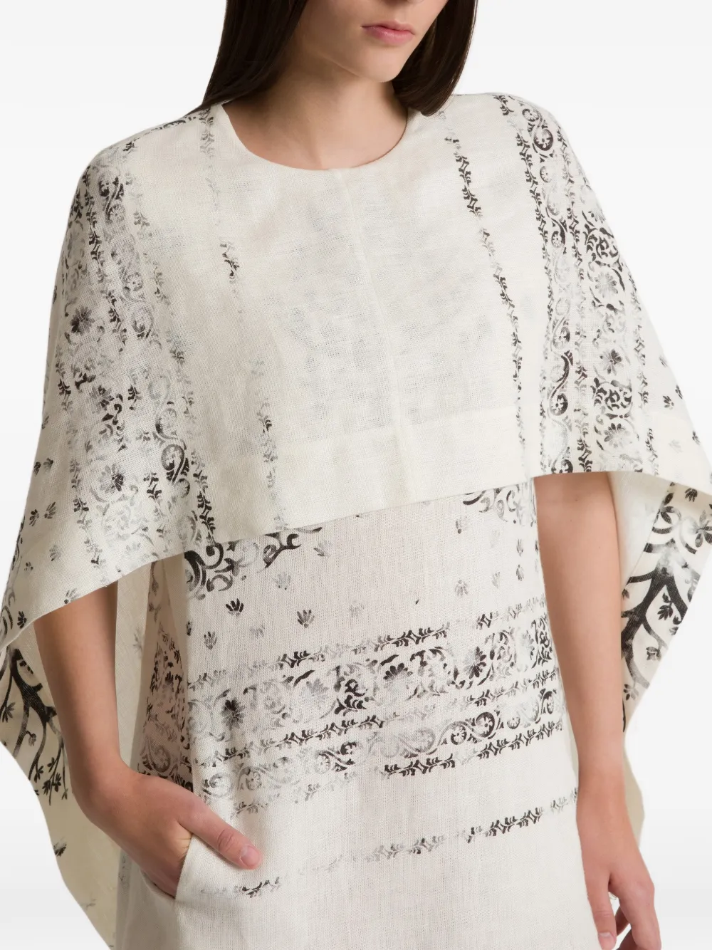 Alberta Ferretti Mini-jurk met print en cape Beige