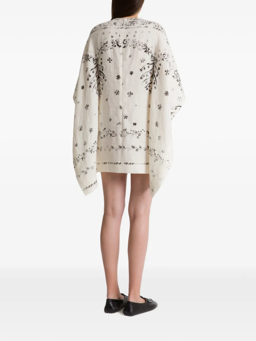 Alberta Ferretti Mini-jurk met print en cape Beige