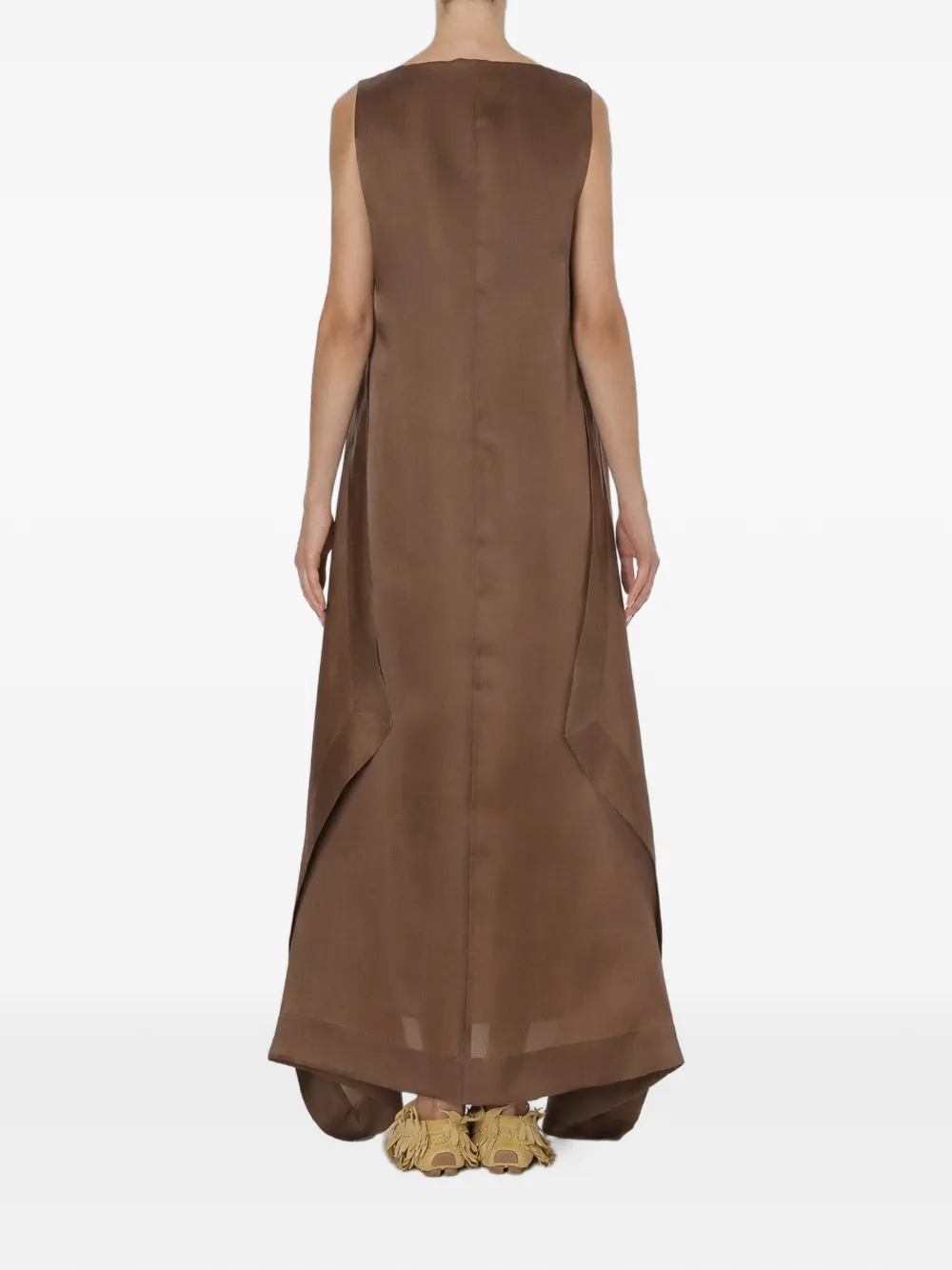  Alberta Ferretti Asymmetrical Sleeveless Dress - Brown 