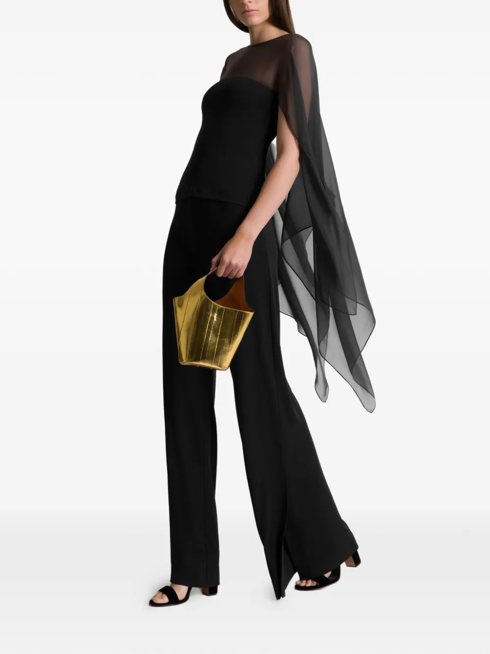 Alberta Ferretti Broek met split Zwart