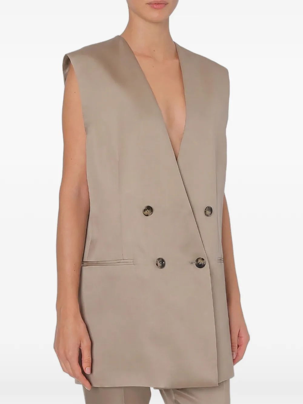  Alberta Ferretti Double-breasted Sleeveless Jacket - Brown 
