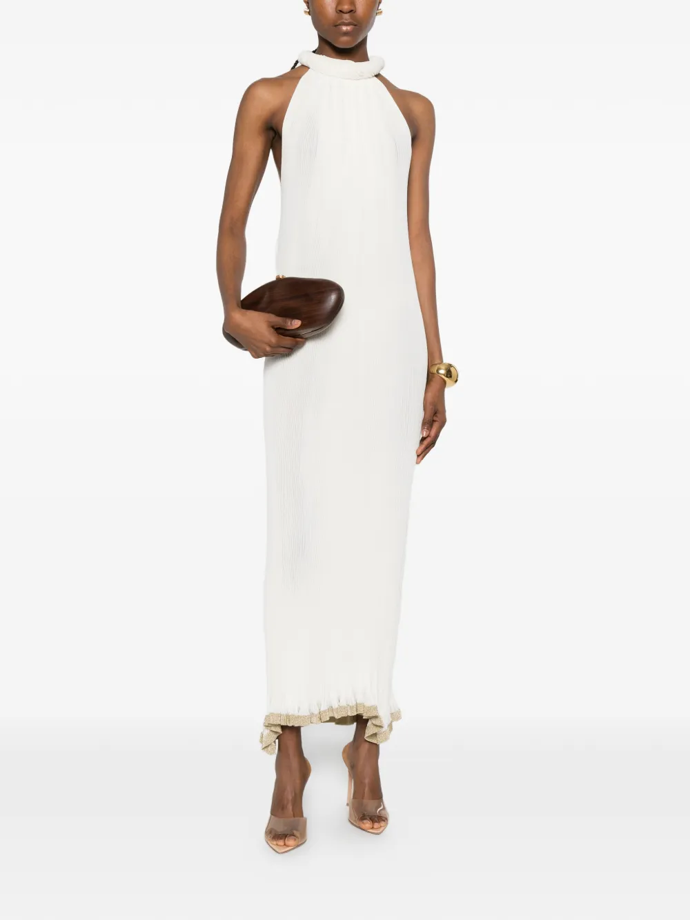 Alberta Ferretti Geplooide jurk Beige