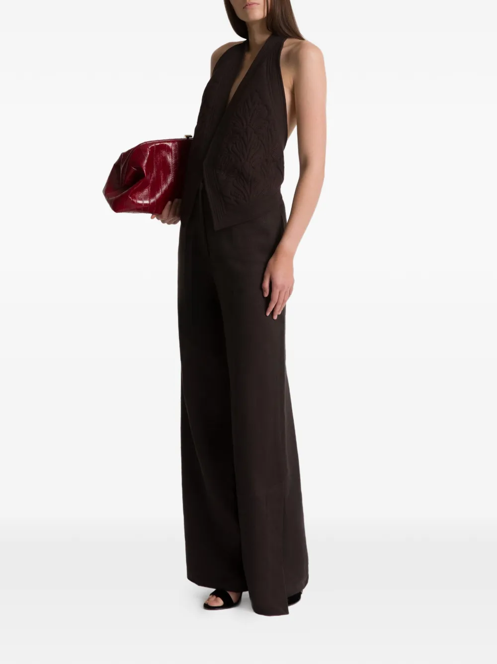 Alberta Ferretti Bodywarmer met halternek Bruin