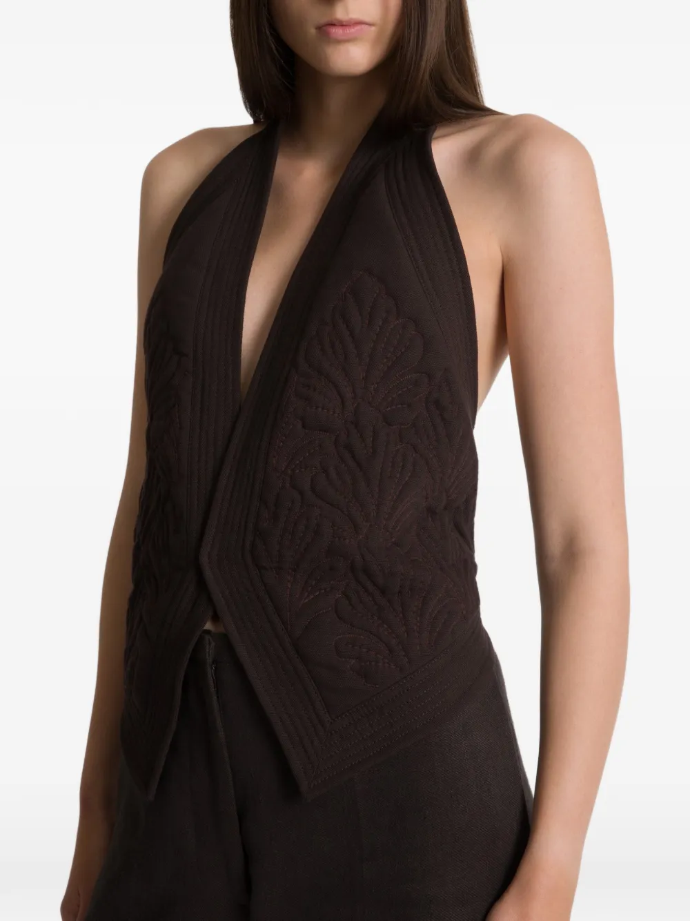 Alberta Ferretti Bodywarmer met halternek Bruin