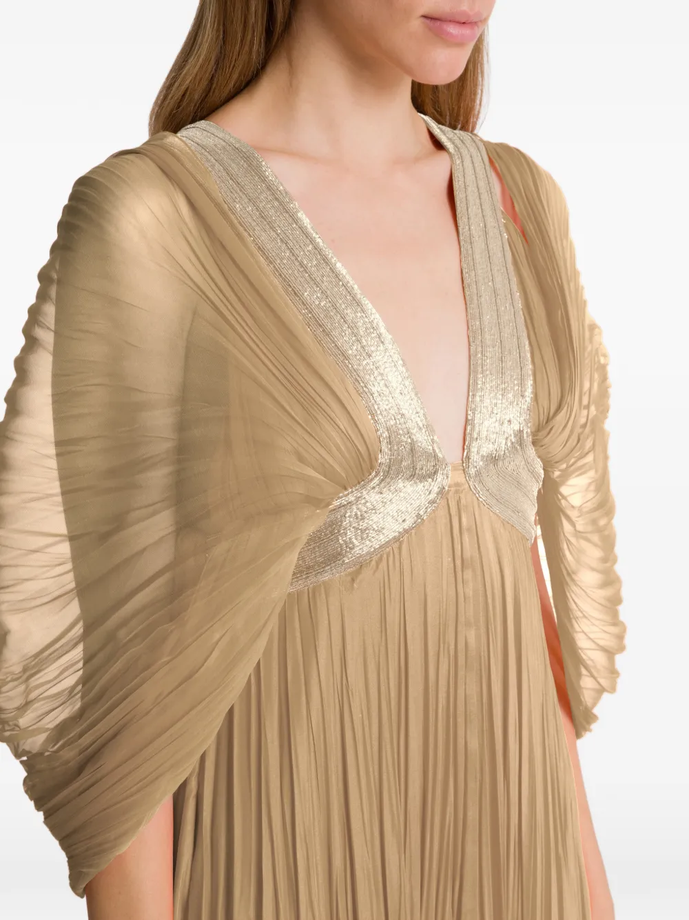 Alberta Ferretti Geplooide maxi-jurk Beige