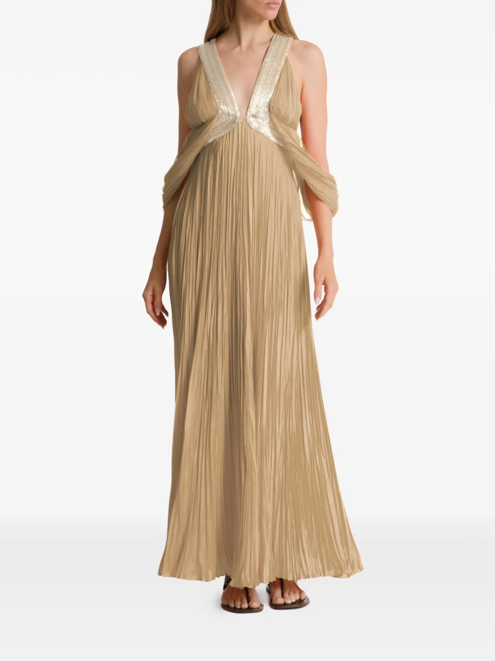 Alberta Ferretti Geplooide maxi-jurk Beige