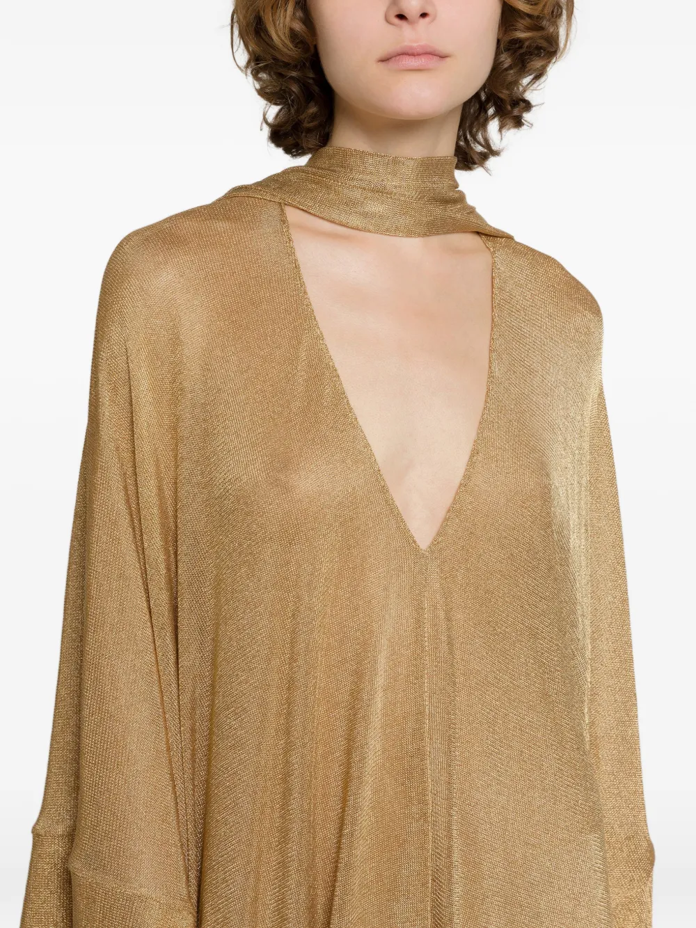 Alberta Ferretti Tuniek met V-hals en split Goud