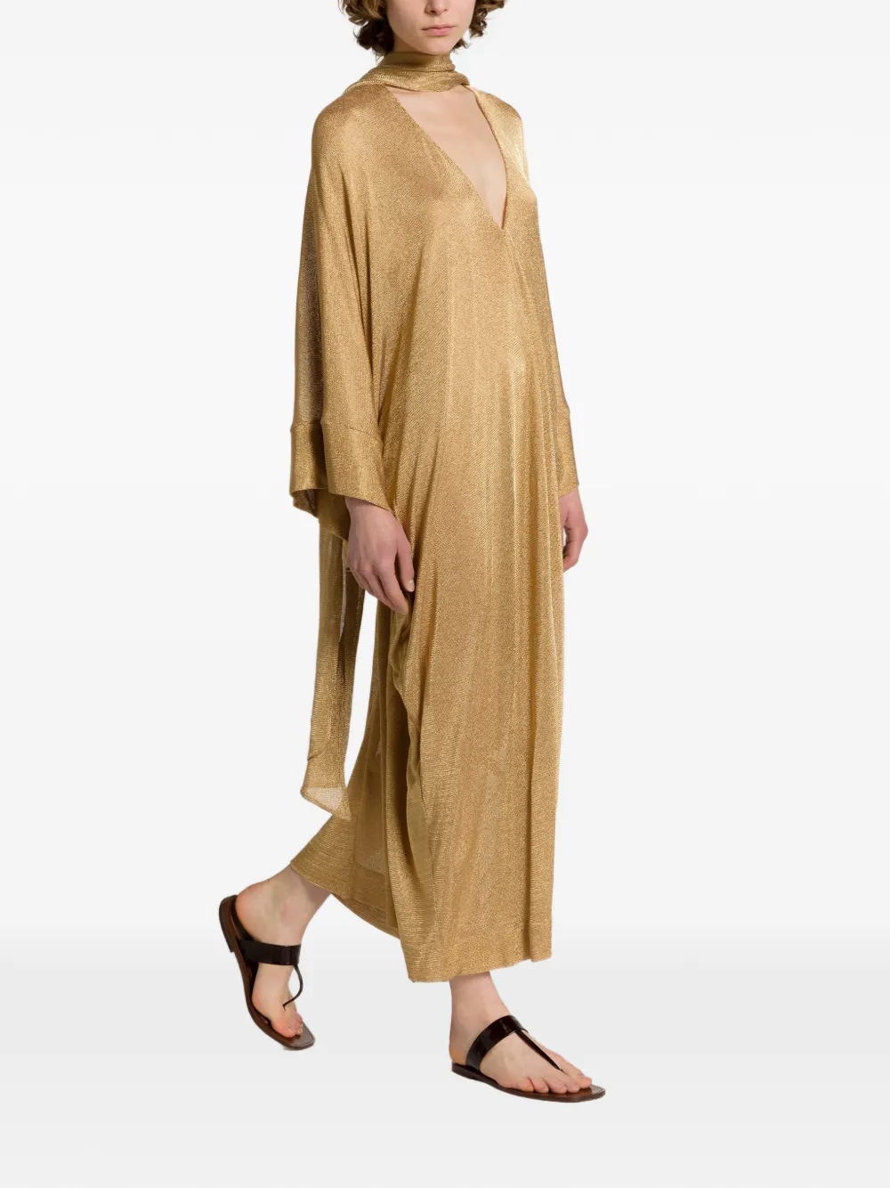 Alberta Ferretti Tuniek met V-hals en split Goud