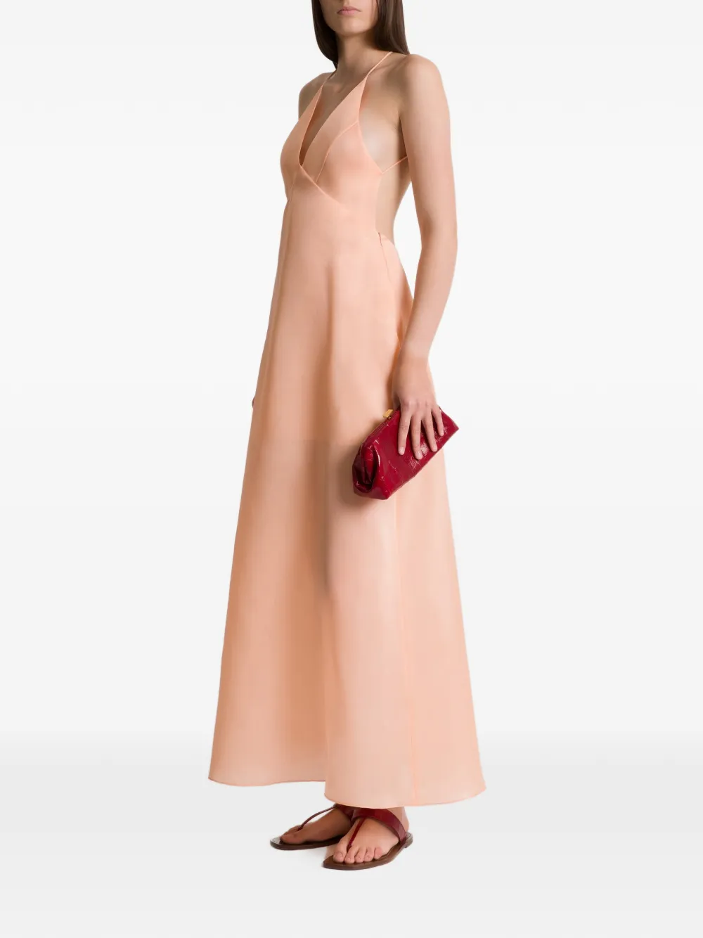 Alberta Ferretti Maxi-jurk met V-hals Roze