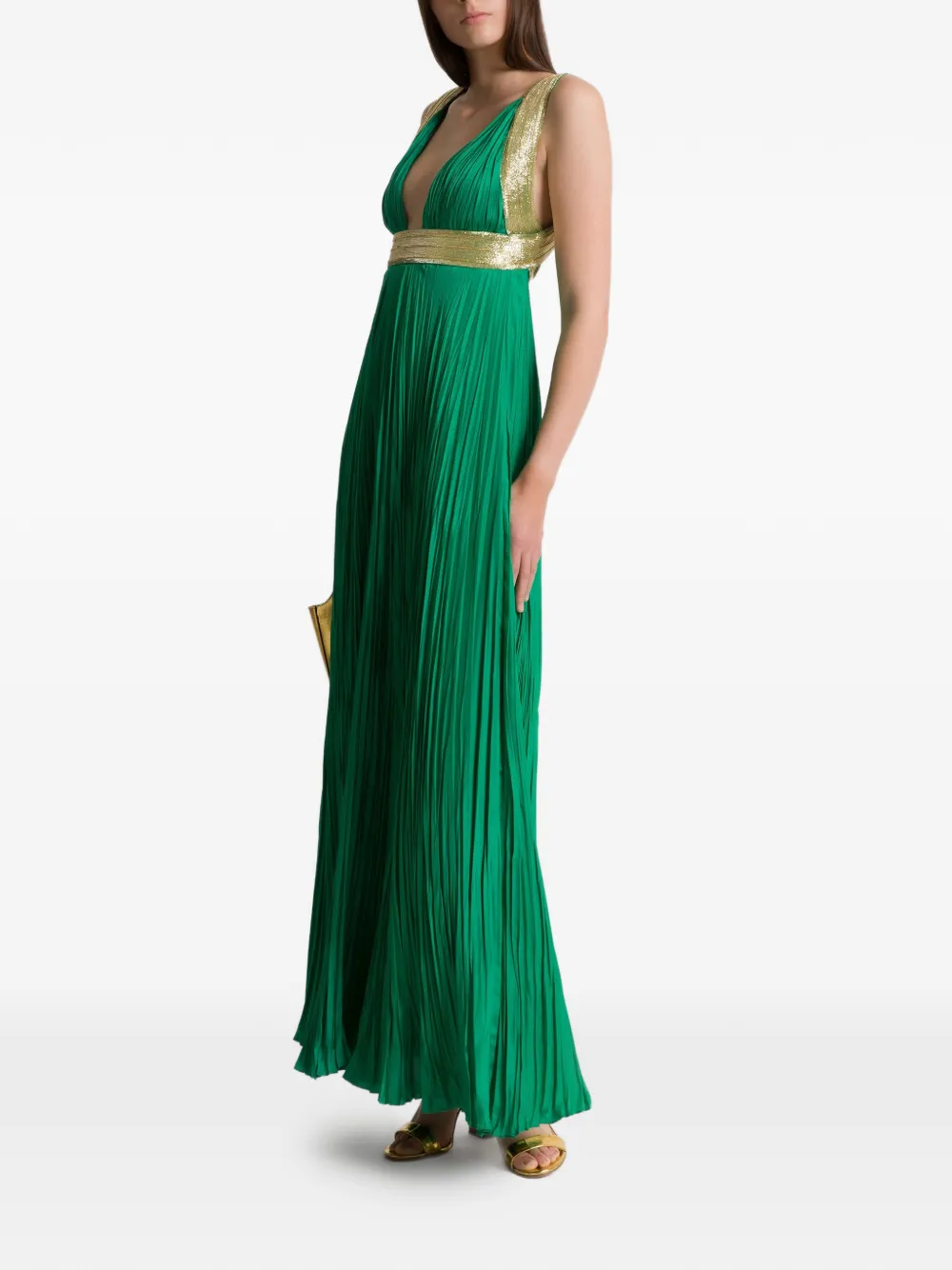 Alberta Ferretti Geplooide maxi-jurk Groen