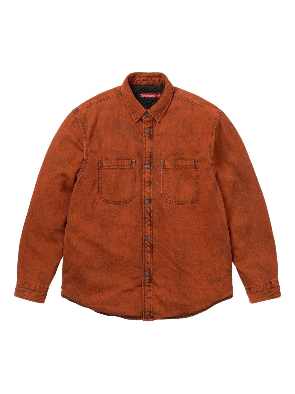 Supreme Camicia denim con fodera in shearling - Arancione