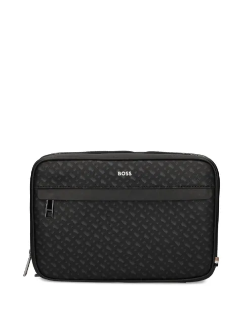 BOSS monogram zip wash bag
