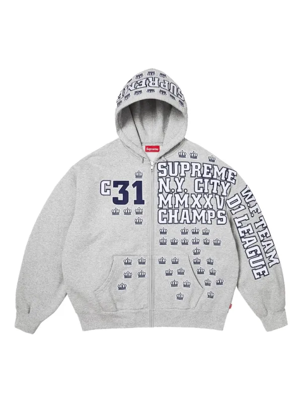 Supreme League Champs zip-up Hoodie | Grey | FARFETCH