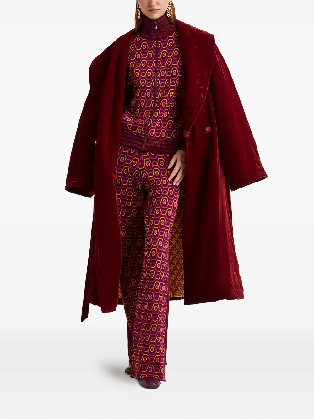 MALIPARMI geometric-pattern trousers - Rood