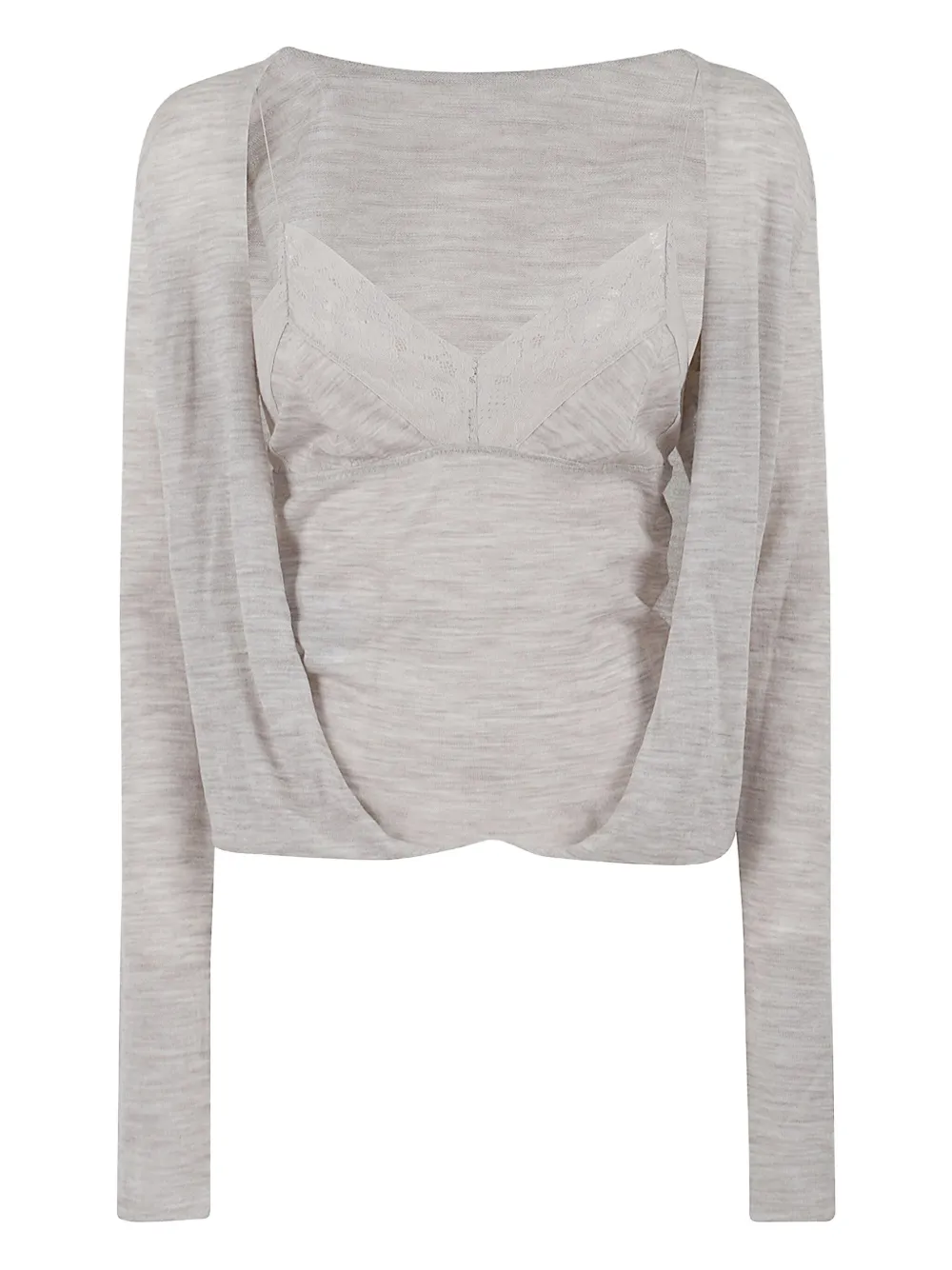 Alberta Ferretti Top con inserti in pizzo - Toni neutri