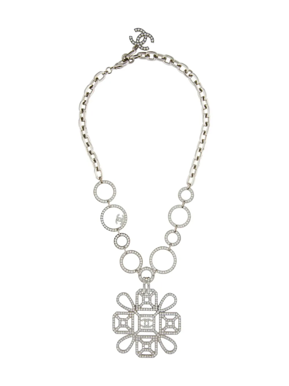 CHANEL Pre-Owned logo-charm necklace - Argento