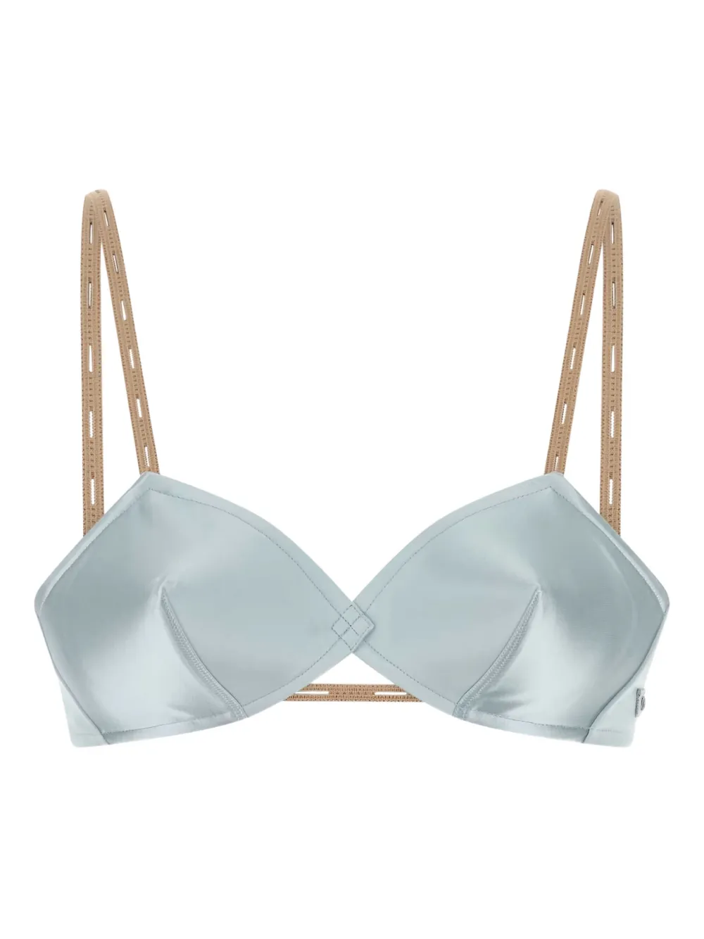 Miu Miu logo-patch satin bra | Blue | Image 1