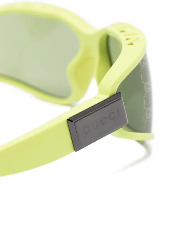 Gucci Eyewear Logo wraparound-frame Sunglasses | Green  display picture 1