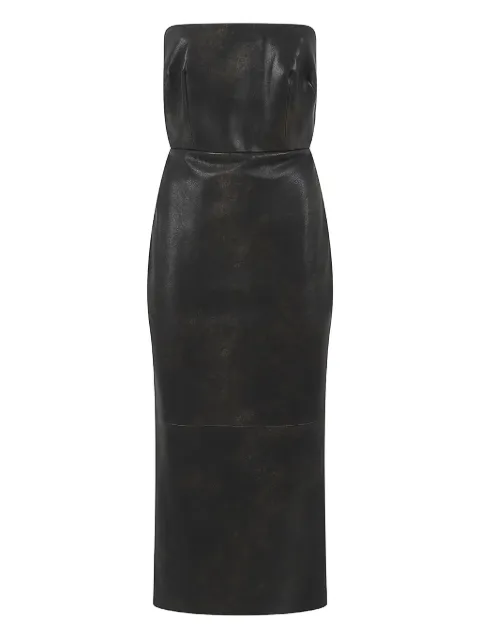 Alex Perry strapless split leather midi dress