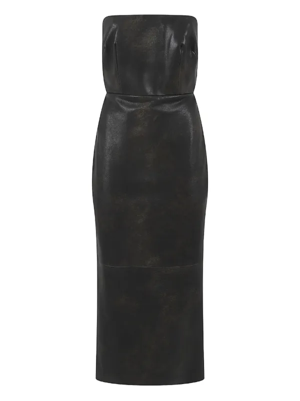 chinese dress ladies Leontina Black Strapless Bandage Midi Dress (Final Sale), M / Black