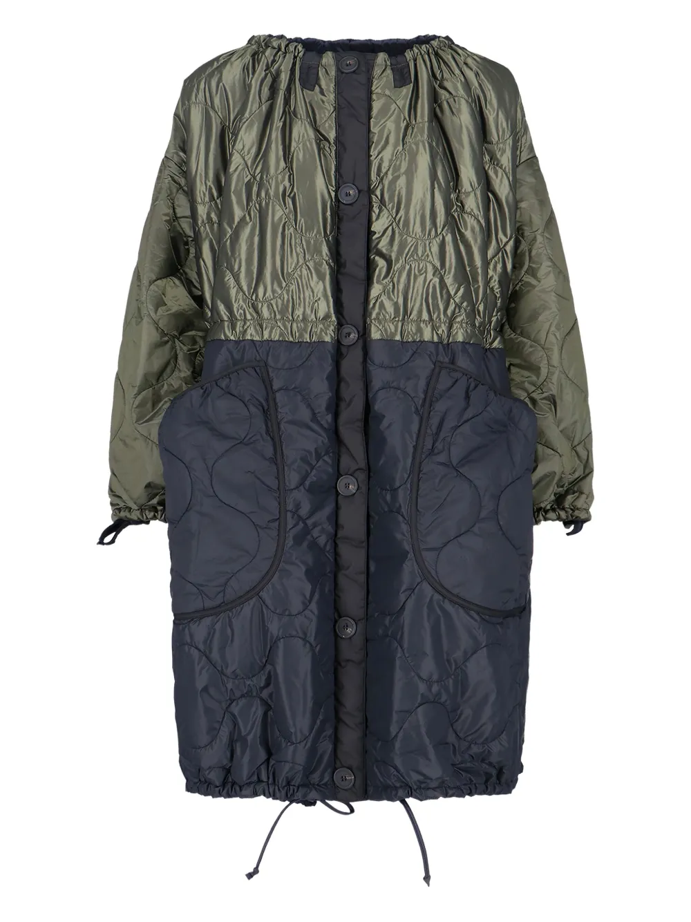 Marfa Stance Parachute Patchwork Reversible Parka In Green