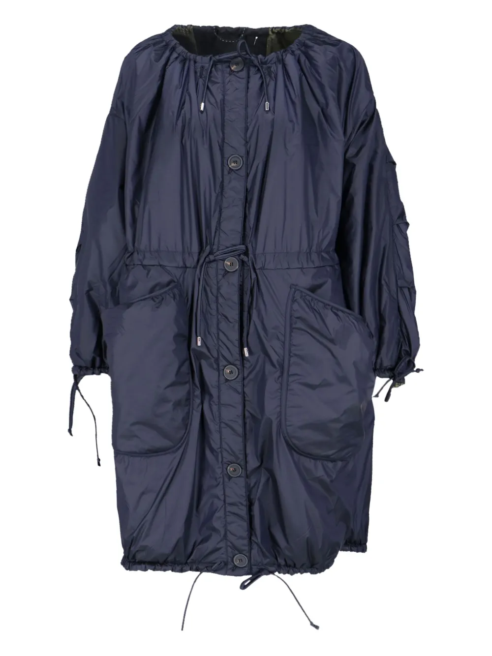 Marfa Stance Parachute Patchwork Reversible Parka In Green