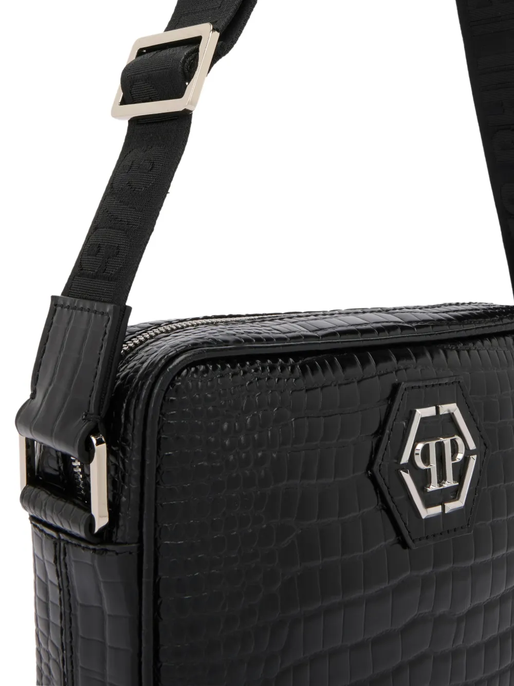 Philipp Plein Kleine crossbodytas met logopatch Zwart