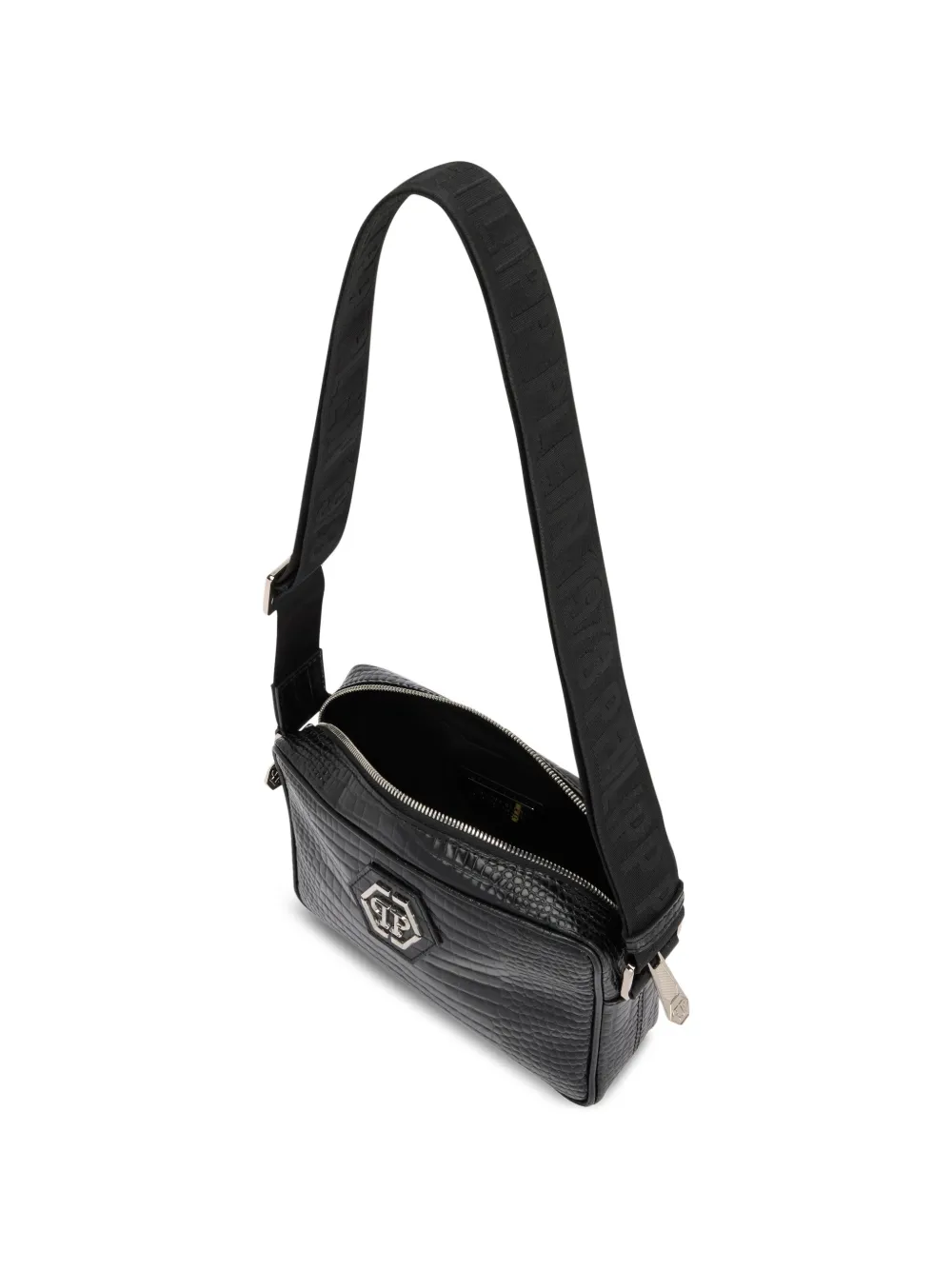 Philipp Plein Kleine crossbodytas met logopatch Zwart