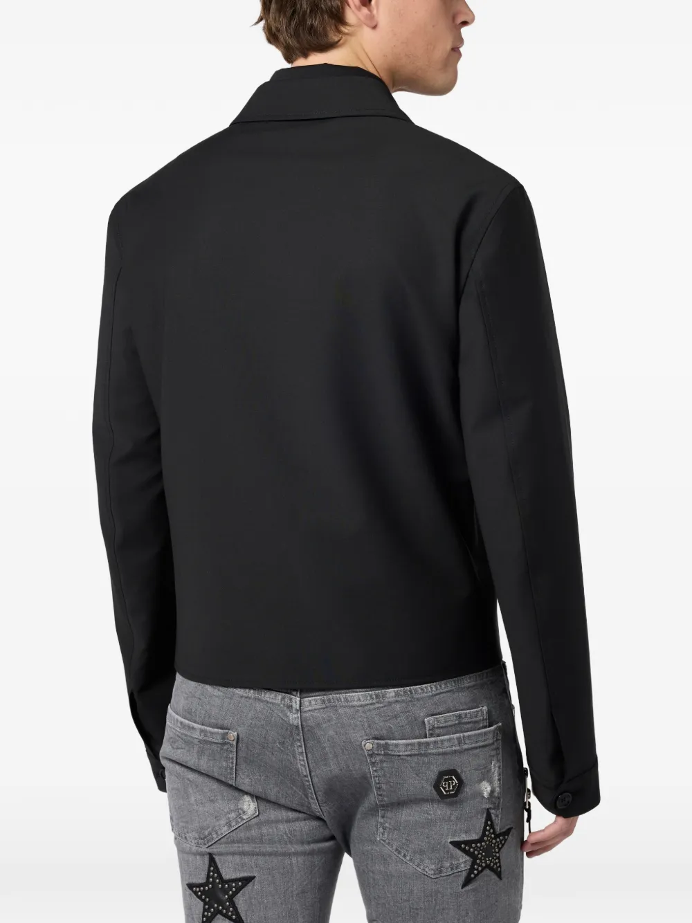 shirt-collar zip jacket