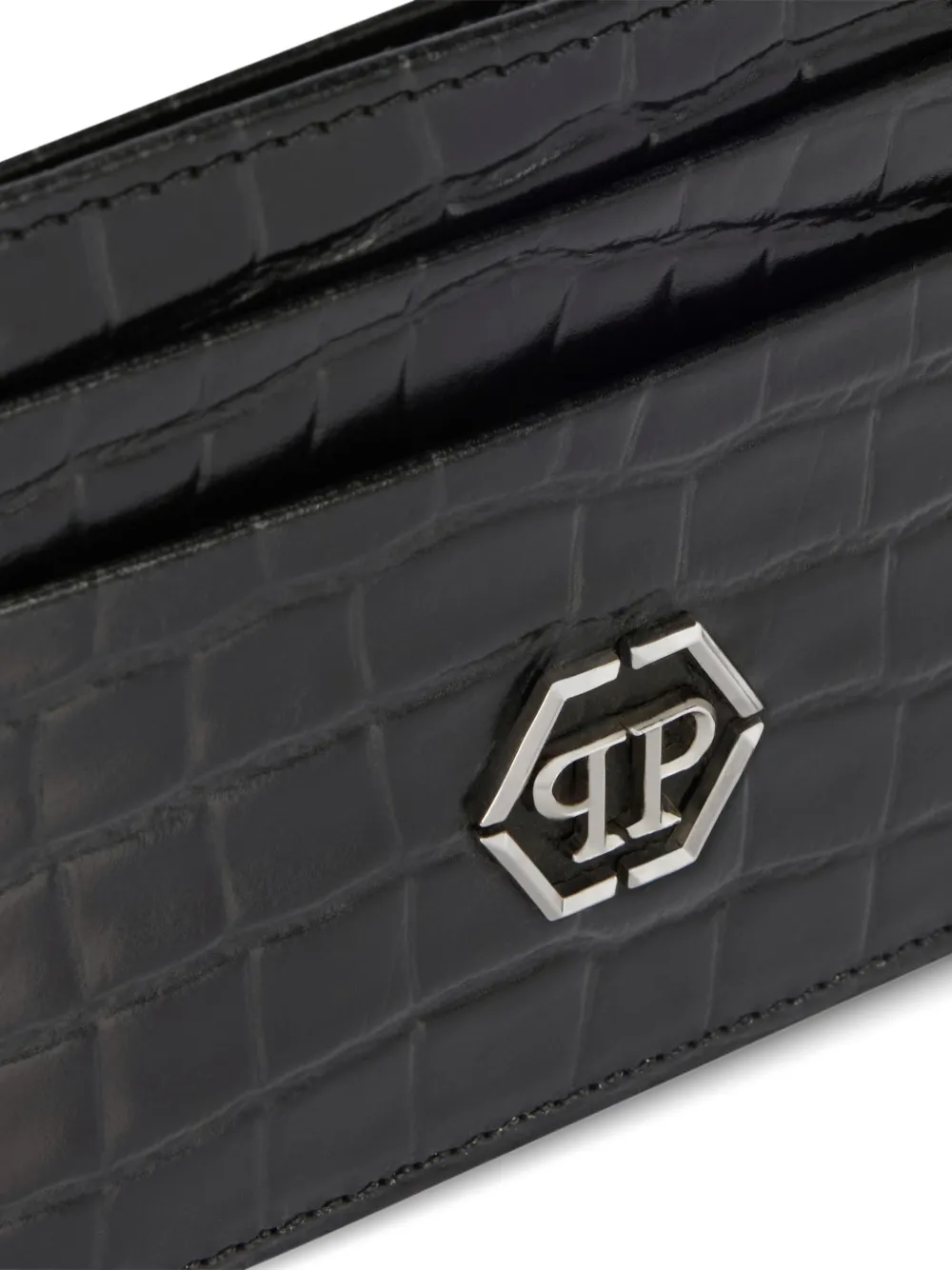 Philipp Plein Pasjeshouder met logoplakkaat Zwart