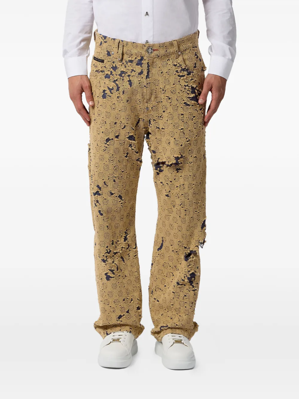 Philipp Plein Gerafelde jeans Beige